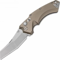 Автоматический складной нож Hogue Wharncliffe EX-A05, клинок Stonewash, сталь 154CM, рукоять пустынный алюминий купить в Челябинске