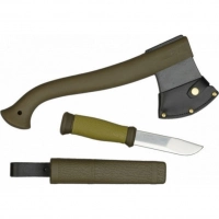 Набор Morakniv Outdoor Kit MG, нож Morakniv 2000 сталь Sandvik 12C27, цвет зеленый + топор купить в Челябинске