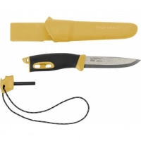 Нож с фиксированным лезвием Morakniv Companion Spark Black Yellow, сталь Sandvik 12C27, рукоять резина/пластик купить в Челябинске