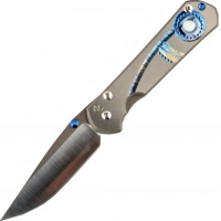 Нож складной Chris Reeve Large Sebenza 21 Unique Graphics Mother of Pearl Cabochon, сталь CPM-S35VN, рукоять титан купить в 