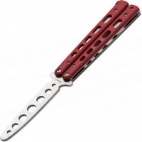 Тренировочный нож-бабочка (балисонг) Balisong Trainer, Boker Plus 01BO712, клинок из нержавеющей стали Zero-ground Plain (без заточки), рукоять стеклотекстолит G10, красный купить в Челябинске