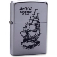 Зажигалка ZIPPO Boat-Zippo Satin Chrome, латунь с ник.-хром. покрыт., сереб., матовая, 36х56х12мм купить в Челябинске