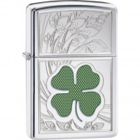 Зажигалка ZIPPO Classic «Клевер» с покрытием High Polish Chrome купить в Челябинске