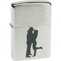 Зажигалка ZIPPO Cowboy Couple Brushed Chrome, латунь, ник.-хром. покр., серебр., матов., 36х56х12 мм купить в Челябинске