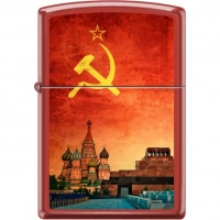 Зажигалка ZIPPO Красная Москва, латунь/сталь с покрытием Red Matte, красная, матовая, 36x12x56 мм купить в Челябинске