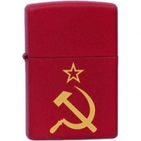 Зажигалка ZIPPO Серп и Молот Red Matte, латунь с порошковым покрытием, красная, матовая, 36х56х12 мм купить в Челябинске